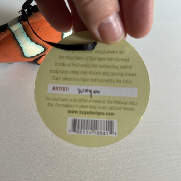 Artisan Made Wooden Ornament Clown Fish NWT - Picture 3 of 6